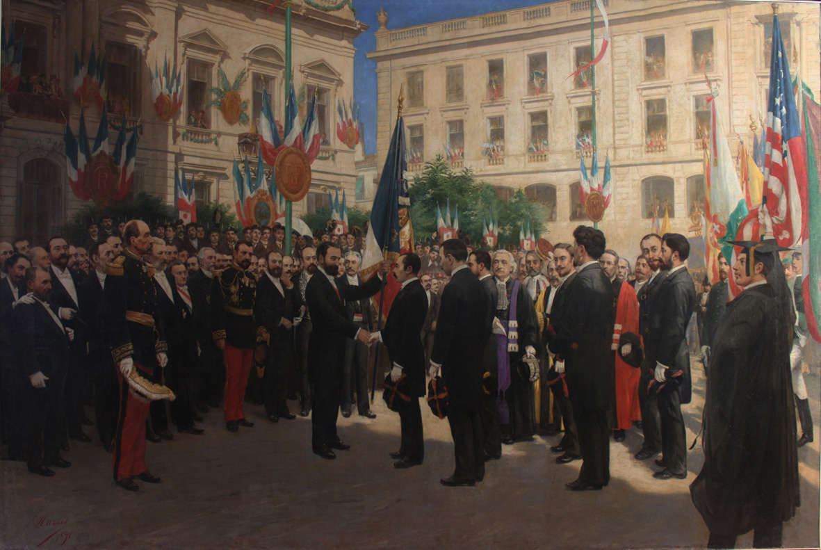 La remise du drapeau à l’Association générale des étudiants par le président de la République Sadi Carnot 1891