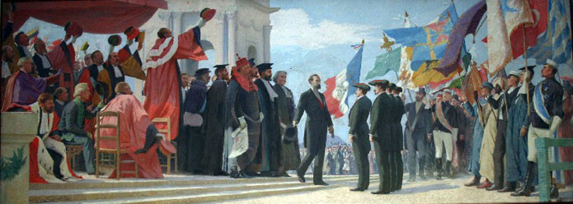 Le salut des drapeaux sur la place du Peyrou 1892
