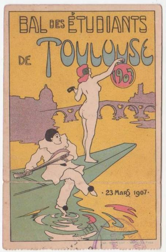 TOULOUSE - Bal des Etudiants de Toulouse 23 Mars 1907 (Pierrot et Colombine) - Carte postale