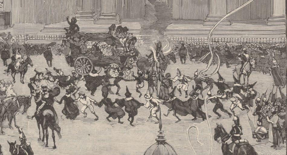 Le Monde illustré - 18_mars 1893 - Les étudiants brulant le Bonhomme Carnaval sur la place du Panthéon le jour de la Mi-Carême 1893